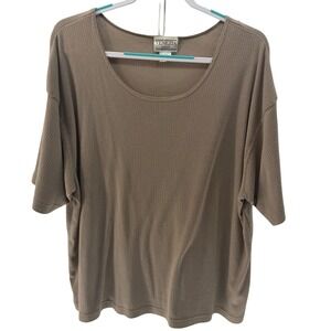 Venezia Vitale Knit Top Women 22/24 Taupe Ribbed Lagenlook Casual Minimalist 90s